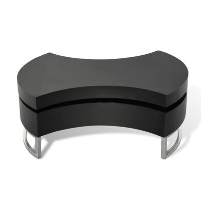 vidaXL kafijas galdiņš, maināma forma, spīdīgs, melns