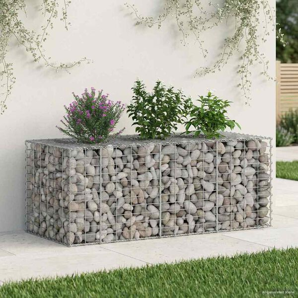vidaXL Gabions pacelta gulta Sudraba 140 x 60 x 55 cm Cinkots tērauds