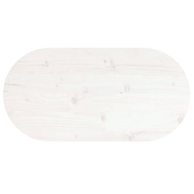 vidaXL galda virsma, balta, 80x40x2,5 cm, priedes masīvkoks, ovāla