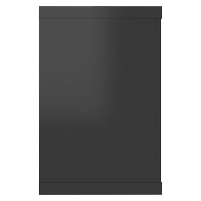 vidaXL sienas plaukti, 6 gab., augsti, spīdīgi melni, 60x15x23 cm