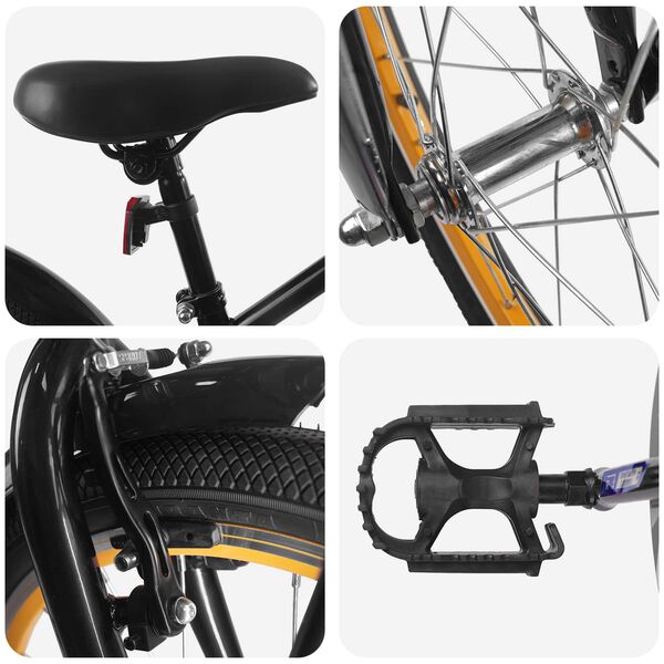 vidaXL Bērnu Velosipēds 22 Collas biedri no 7 līdz 12 gadiem Melna