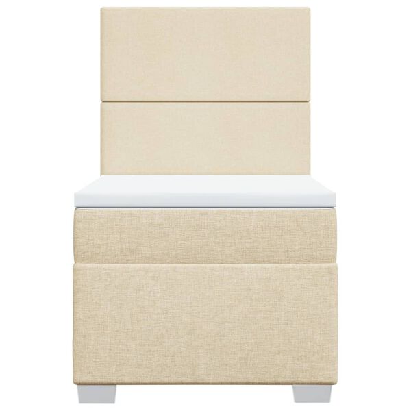 vidaXL atsperu gulta ar matraci, krēmkrāsas, 90x190 cm, audums