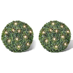 Mākslīgie Krūmi 2 gab. 35 cm &Oslash; ar LED gaismiņām, Saules Baterijām