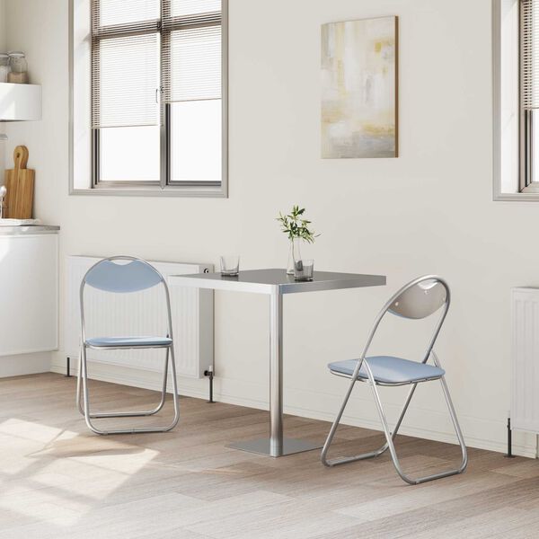 vidaXL Saliekamā krēsls 2 pcs Pelēks 48 x 43,5 x 81 cm Mākslīgā āda