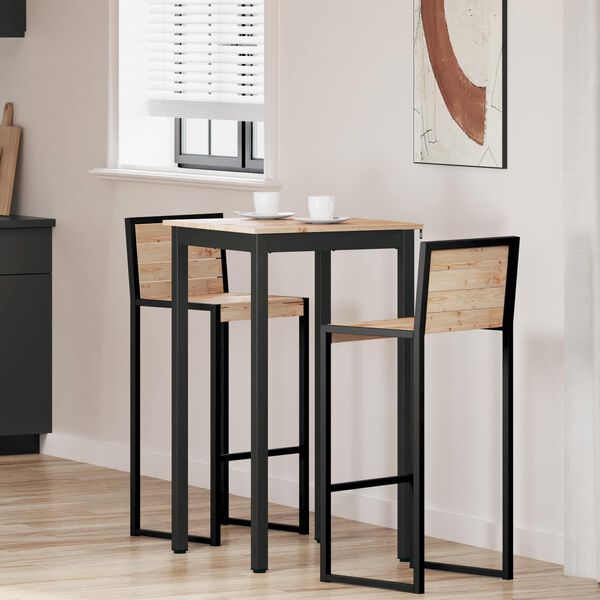 vidaXL Bāra galds Dabiska 60 x 60 x 105 cm Ciets priedes koks