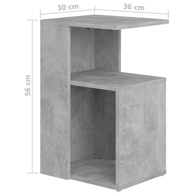 vidaXL galdiņš, betona pelēks, 36x30x56 cm, skaidu plāksne