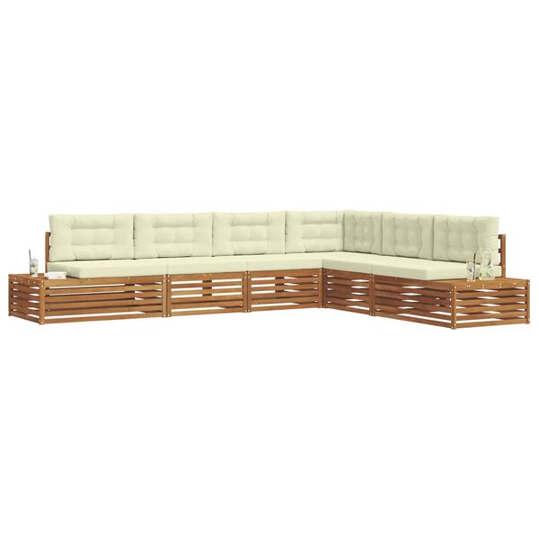 vidaXL Āra dīvānu komplekts ar spilvenu 6 Gabals Dabisks un krējuma