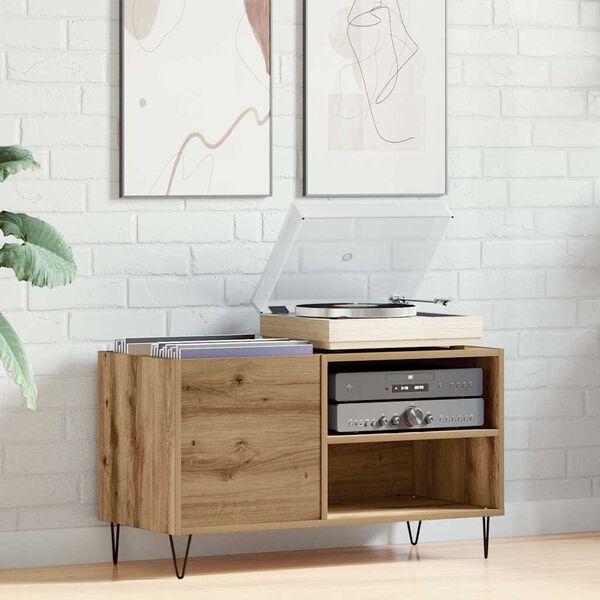 vidaXL ierakstu skapītis, koka krāsa, 84,5x38x48 cm, inženierijas koks