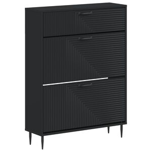 vidaXL Apavu skapis HAARLEM 78 x 24 x 103 cm Inženierijas koks Melns