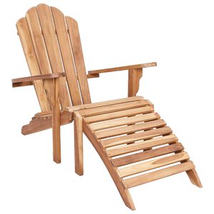 vidaXL Dārza Adirondack krēsls ar kāju balstu Dabiska Ciets tek&scaron;a koks