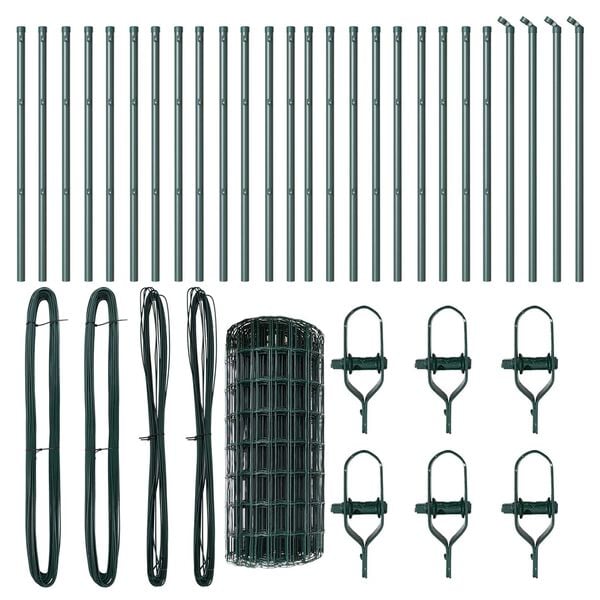 vidaXL Žogs ar stabu Zaļa 0,4 x 50 m Tērauds un PVC