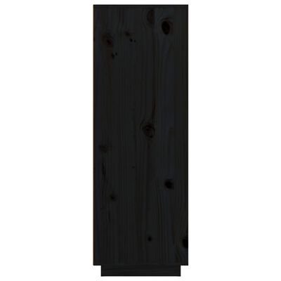 vidaXL augstais skapītis, melns, 89x40x116,5 cm, priedes masīvkoks