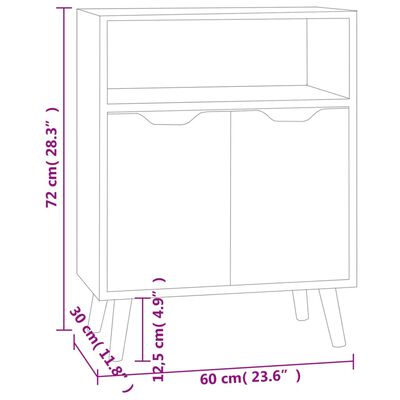 vidaXL kumode, balta, 60x30x72 cm, inženierijas koks