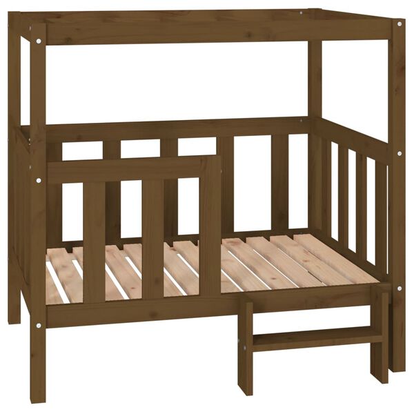 vidaXL suņu gulta, medus brūna, 105,5x83,5x100 cm, priedes masīvkoks