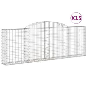 vidaXL arkveida gabiona grozi, 15gb., 300x30x100/120cm, cinkota dzelzs