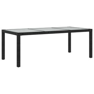 vidaXL dārza galds, 190x90x75 cm, rūdīts stikls, melna PE rotangpalma