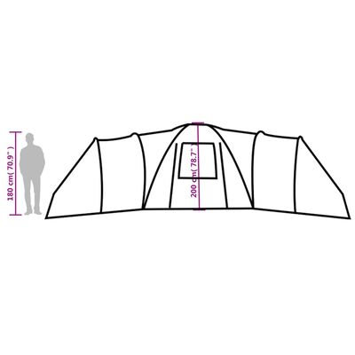 vidaXL kempinga telts 12 personām, pelēka, oranža, ūdensnecaurlaidīga