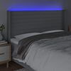 vidaXL gultas galvgalis ar LED, 183x16x118/128 cm, gai&scaron;i pelēks audums