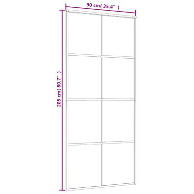 vidaXL bīdāmās durvis, 90x205 cm, ESG stikls, balts alumīnijs