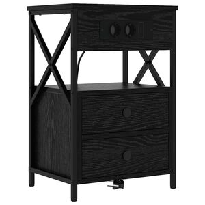 vidaXL Nakts skapītis Melns ozolkoks 40 x 31 x 60 cm Inženierijas koks