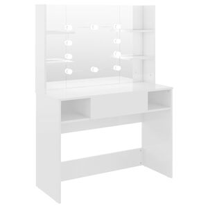 vidaXL kosmētikas galds ar LED gaismām, 100x40x135 cm, MDF, balts