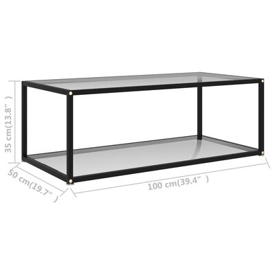 vidaXL kafijas galdiņš, 100x50x35 cm, caurspīdīgs, rūdīts stikls
