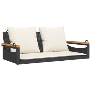 vidaXL &scaron;ūpoļu sols ar spilveniem, melns, 109x62x40 cm, PE rotangpalma
