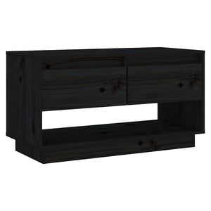 vidaXL TV skapītis, melns, 74x34x40 cm, priedes masīvkoks