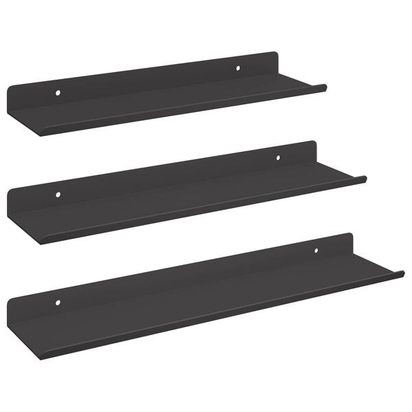vidaXL Peldējo&scaron;ais plaukts 3 pcs Melns 40 x 9 x 2,5 cm Tērauds