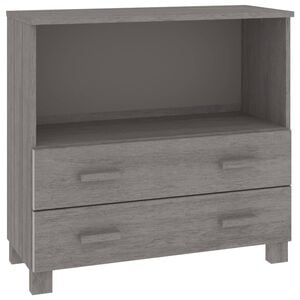 vidaXL kumode HAMAR, gai&scaron;i pelēka, 85x35x80 cm, priedes masīvkoks