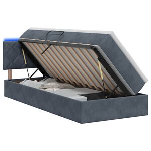 vidaXL LED uzglabā&scaron;anas gulta ar matraci Tum&scaron;i pelēka 90 x 200 cm
