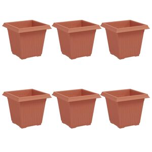 vidaXL Kvadrātveida Ziedu Pods 6 pcs Ķieģeļu sarkans 16 x 16 x 14 cm