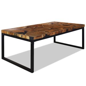 vidaXL kafijas galdiņ&scaron;, 110x60x40 cm, tīkkoks, sveķu materiāls
