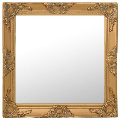 vidaXL baroka stila sienas spogulis, 60x60 cm, zelta krāsā