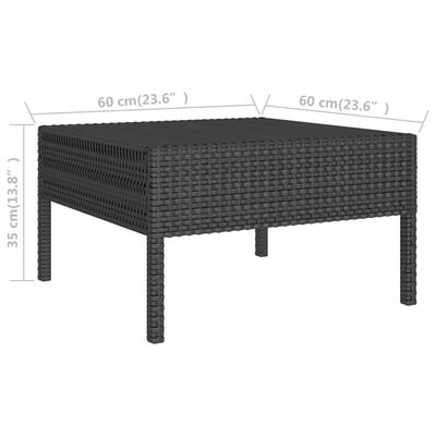 vidaXL 5-daļīgs dārza dīvānu komplekts, matrači, melna PE rotangpalma