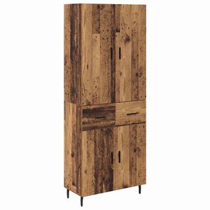 vidaXL Augstais skapītis 2 pcs Vecs koks Koka un stikla materiāls
