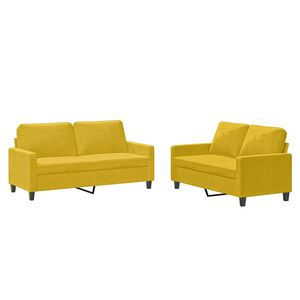 vidaXL divdaļīgs dīvānu komplekts ar spilveniem, dzeltens samts