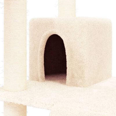 vidaXL kaķu māja ar sizala stabiem nagu asināšanai, 83 cm, krēmkrāsas