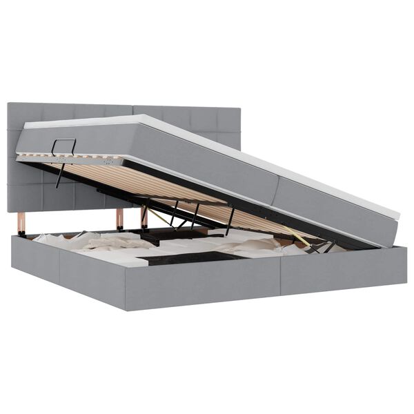 vidaXL Gulta ar uzglabā&scaron;anas vietu un matraci 200 x 200 cm Poliesters