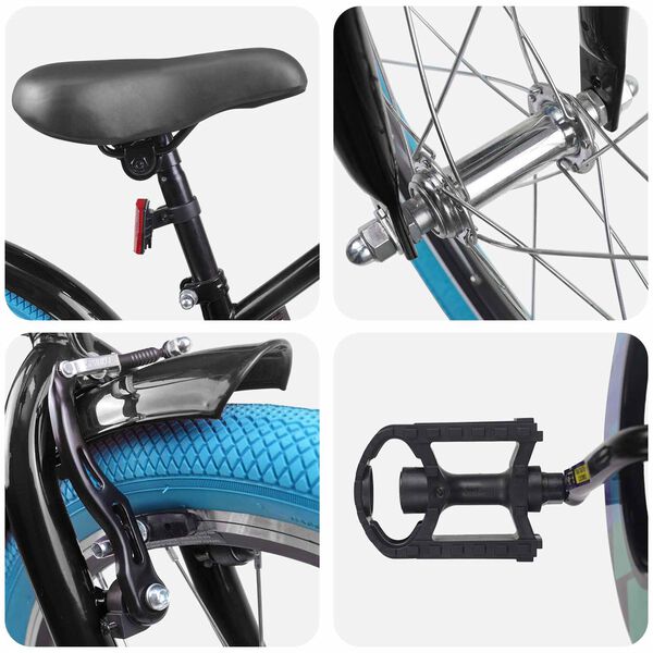 vidaXL Bērnu Velosipēds 18 Collas 5-7 gadiem Melna