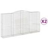 vidaXL arkveida gabiona grozi, 2 gb., 400x50x200/220cm, cinkota dzelzs