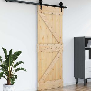 vidaXL Durvis NARVIK 80 x 210 cm Cieta priedes koks (neapstrādāts)