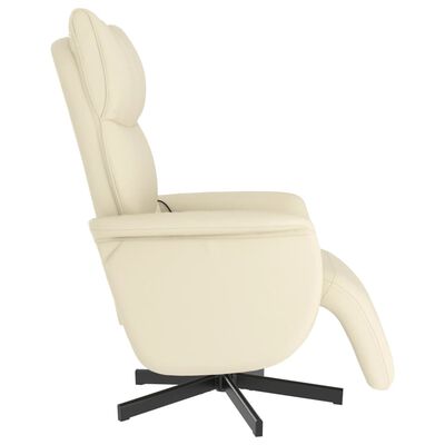 vidaXL masāžas krēsls ar kāju balstu, atgāžams, bēša mākslīgā āda