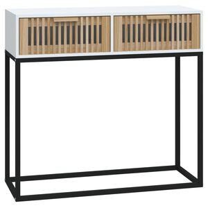 vidaXL konsoles galdiņ&scaron;, 80x30x75 cm, inženierijas koks, dzelzs, balts