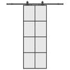 vidaXL bīdāmās durvis ar stiprinājumiem, melns, stikls, 76x205 cm