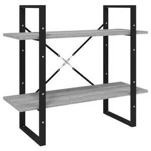 vidaXL 2-līmeņu grāmatplaukts, pelēks, 80x30x70 cm, inženierijas koks