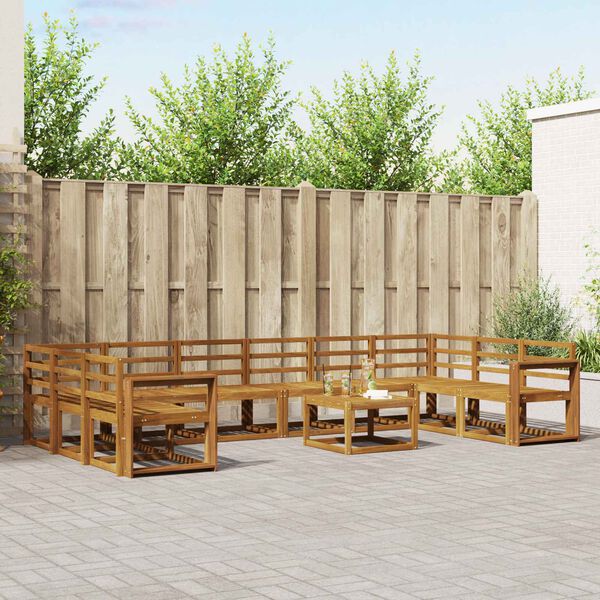 vidaXL Āra dīvānu komplekts 11 pcs Dabiska Cietā akācijas koks