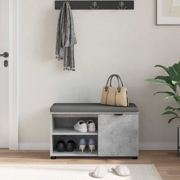 vidaXL Zāles sols ar spilvenu ar plauktu Betona Pelēks 80 x 38 x 46 cm