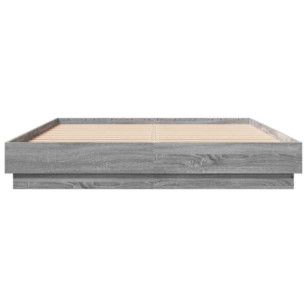 vidaXL gultas rāmis, pelēka ozolkoka, 150x200 cm, inženierijas koks