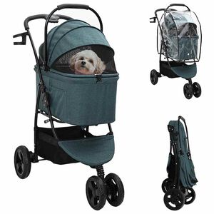 vidaXL Saliekams mājdzīvnieku ratiņ&scaron; Zaļa 78 x 54 x 101 cm Poliesters